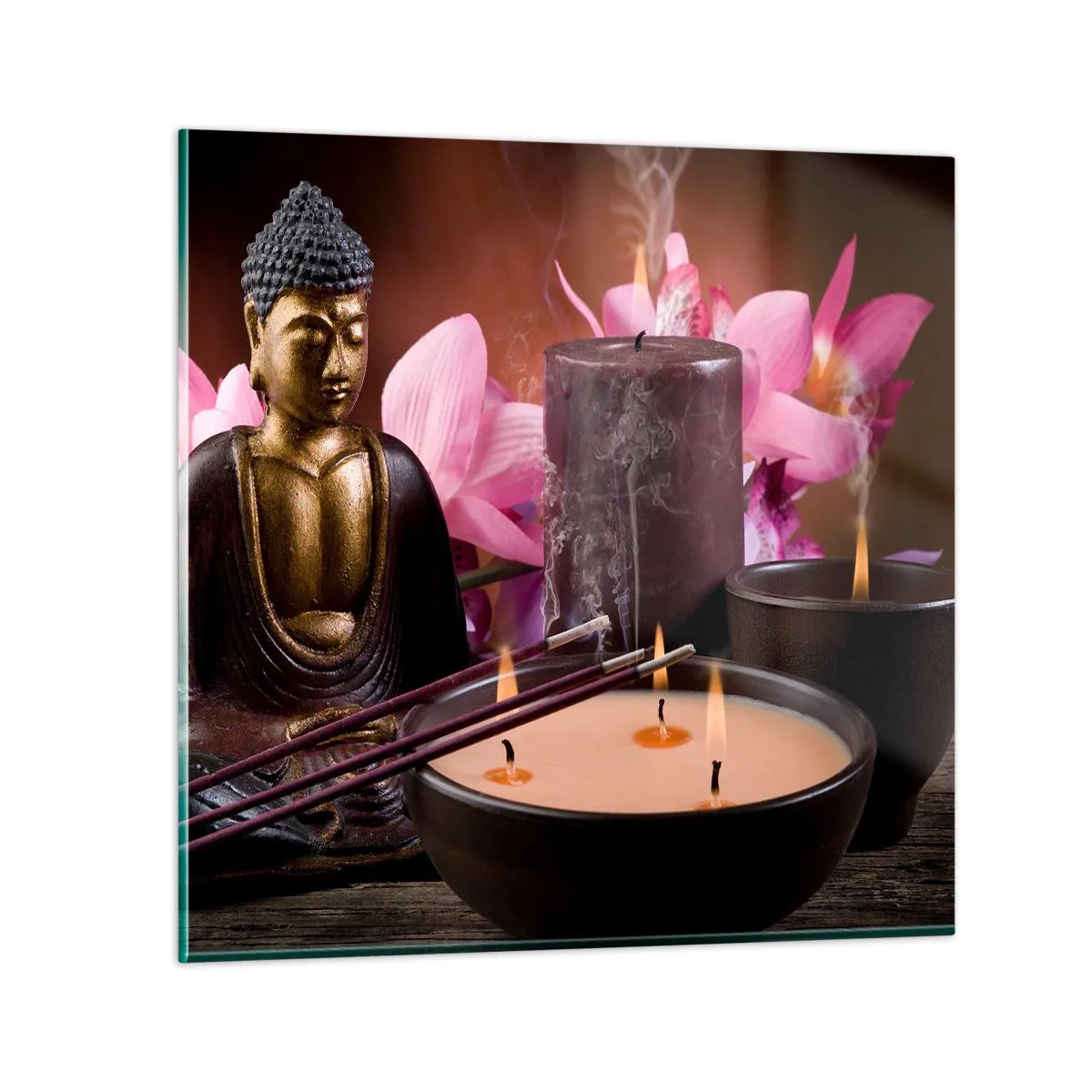 Billede på glas - Rydde sindet, berolige kroppen - 70x70 cm