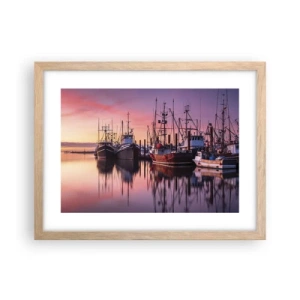 Plakat i ramme af lyst egetræ - Før den næste dag - 40x30 cm