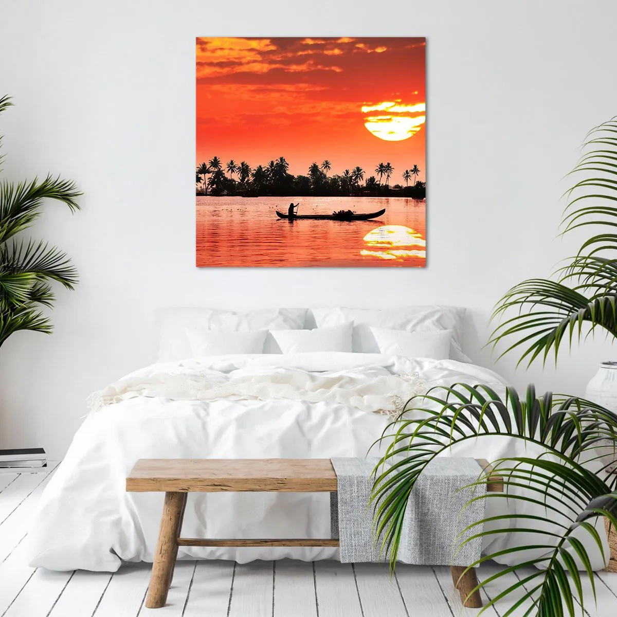 Lærredstryk - Billede på lærred - Tropernes ro ved solnedgang - 60x60 cm