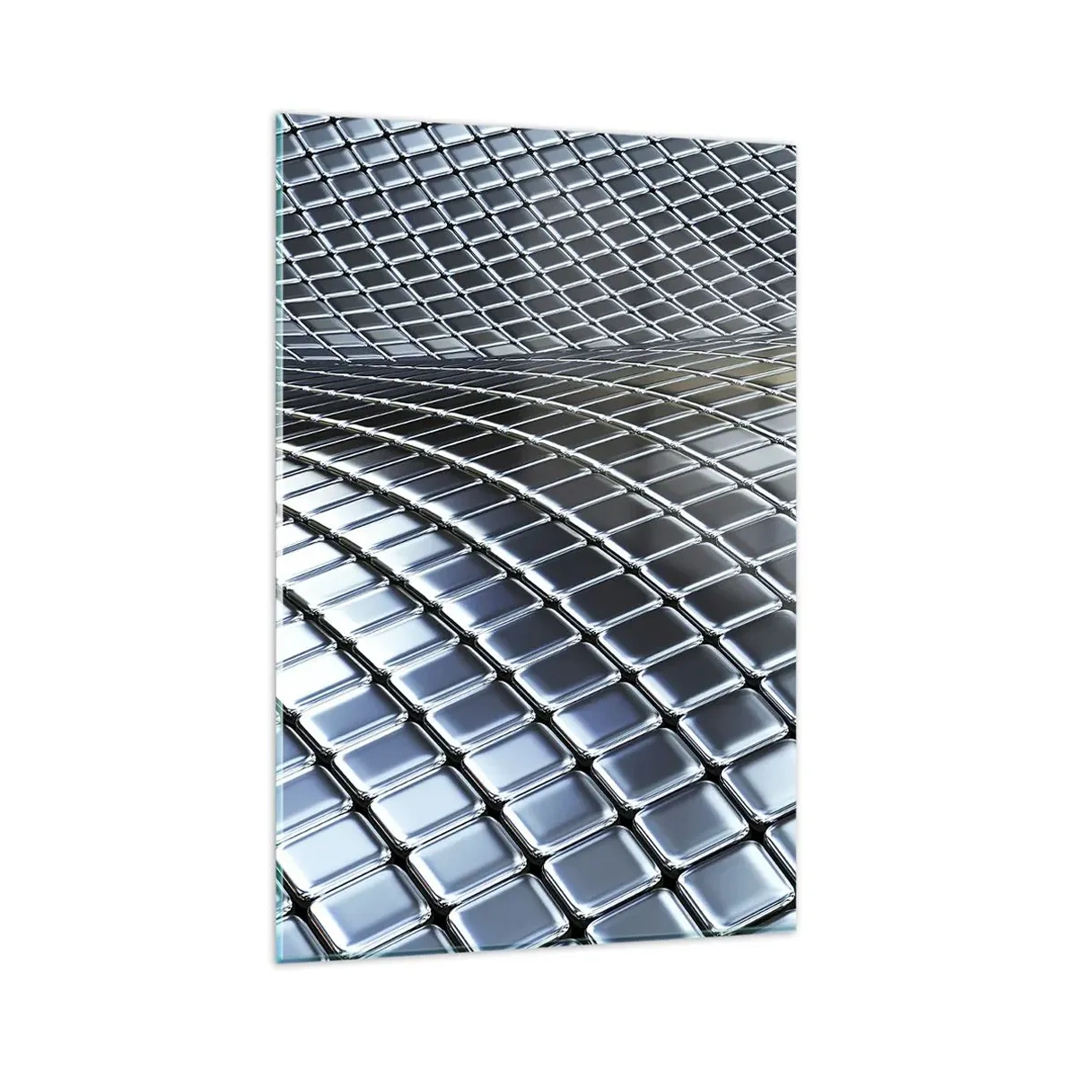 Billede på glas - Bølge i metallisk sølv - 80x120 cm