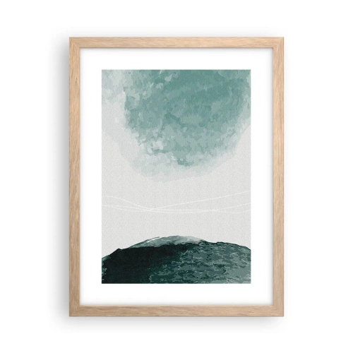 Plakat i ramme af lyst egetræ - Et møde med tåge - 30x40 cm