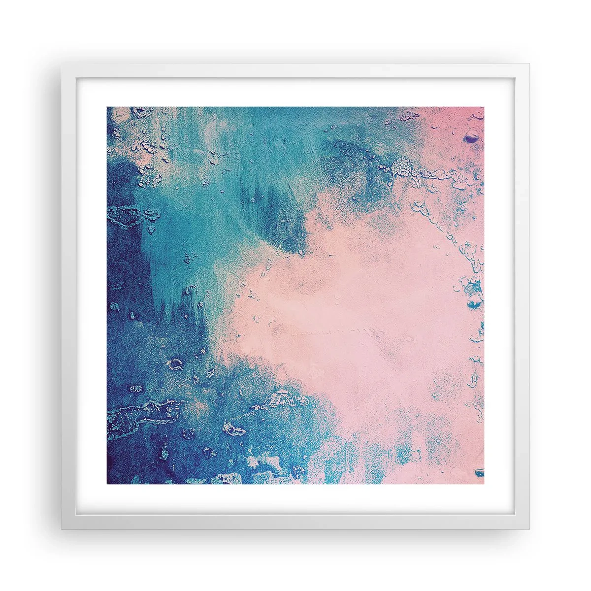 Plakat i hvid ramme - Blå omfavnelse - 50x50 cm