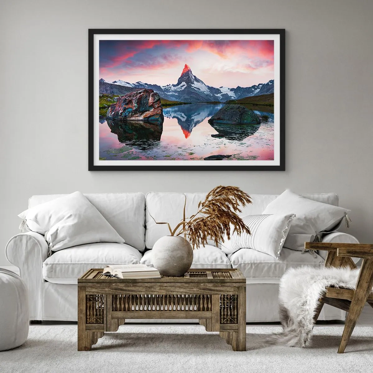 Plakat i sort ramme - Bjergenes hjerte er varmt - 70x50 cm