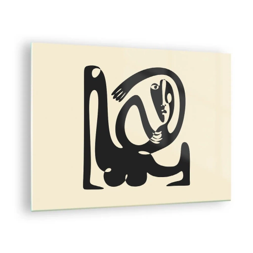 Billede på glas - Abstrakt portræt i en stil, der minder om Picasso - 70x50cm - Næsten Picasso - Moderne vægdekoration til stue og soveværelse ARTTOR