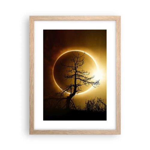 Plakat i ramme af lyst egetræ - Total formørkelse - 30x40 cm