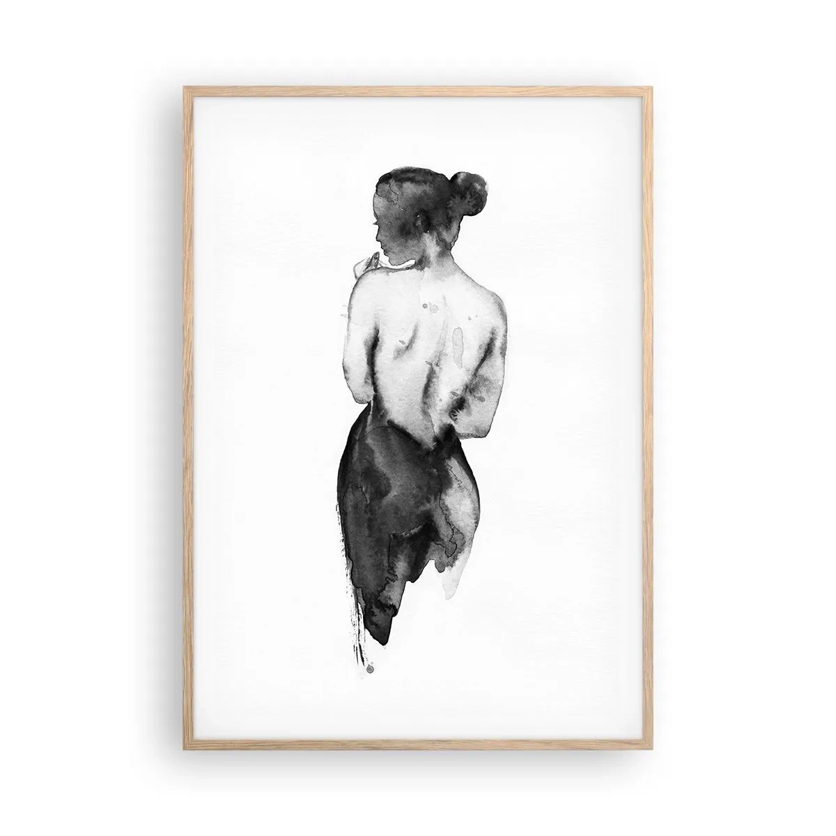 Plakat i ramme af lyst egetræ - Med hende forsvinder verden - 70x100 cm