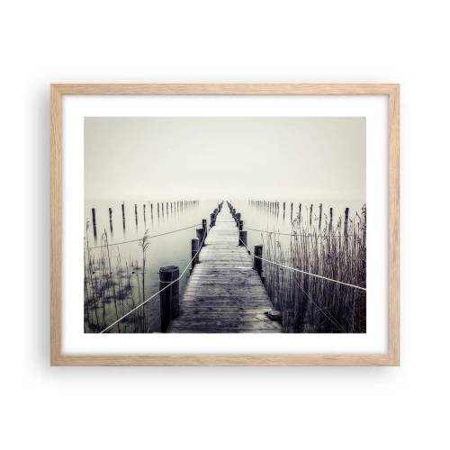 Plakat i ramme af lyst egetræ - Fordyb dig i fred - 50x40 cm