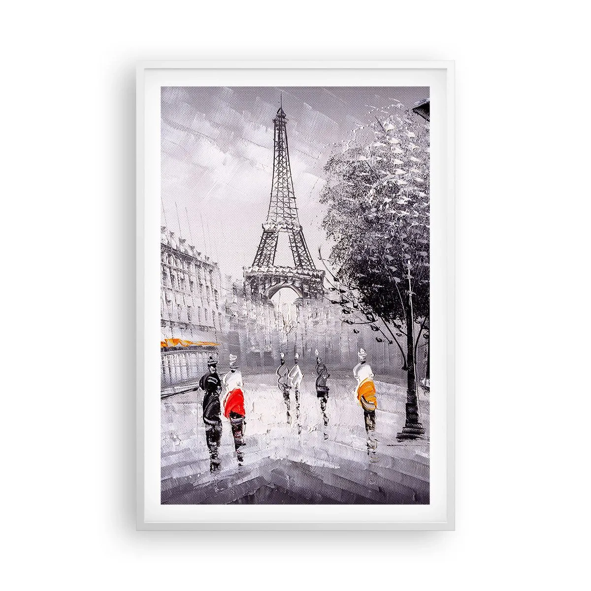 Plakat i hvid ramme - En parisisk spadseretur - 61x91 cm