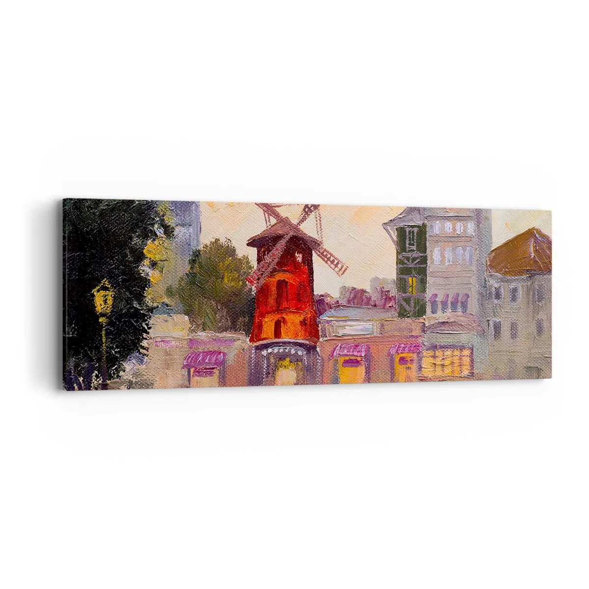 Lærredstryk - Billede på lærred - Parisiske ikoner - Moulin Rouge - 90x30 cm