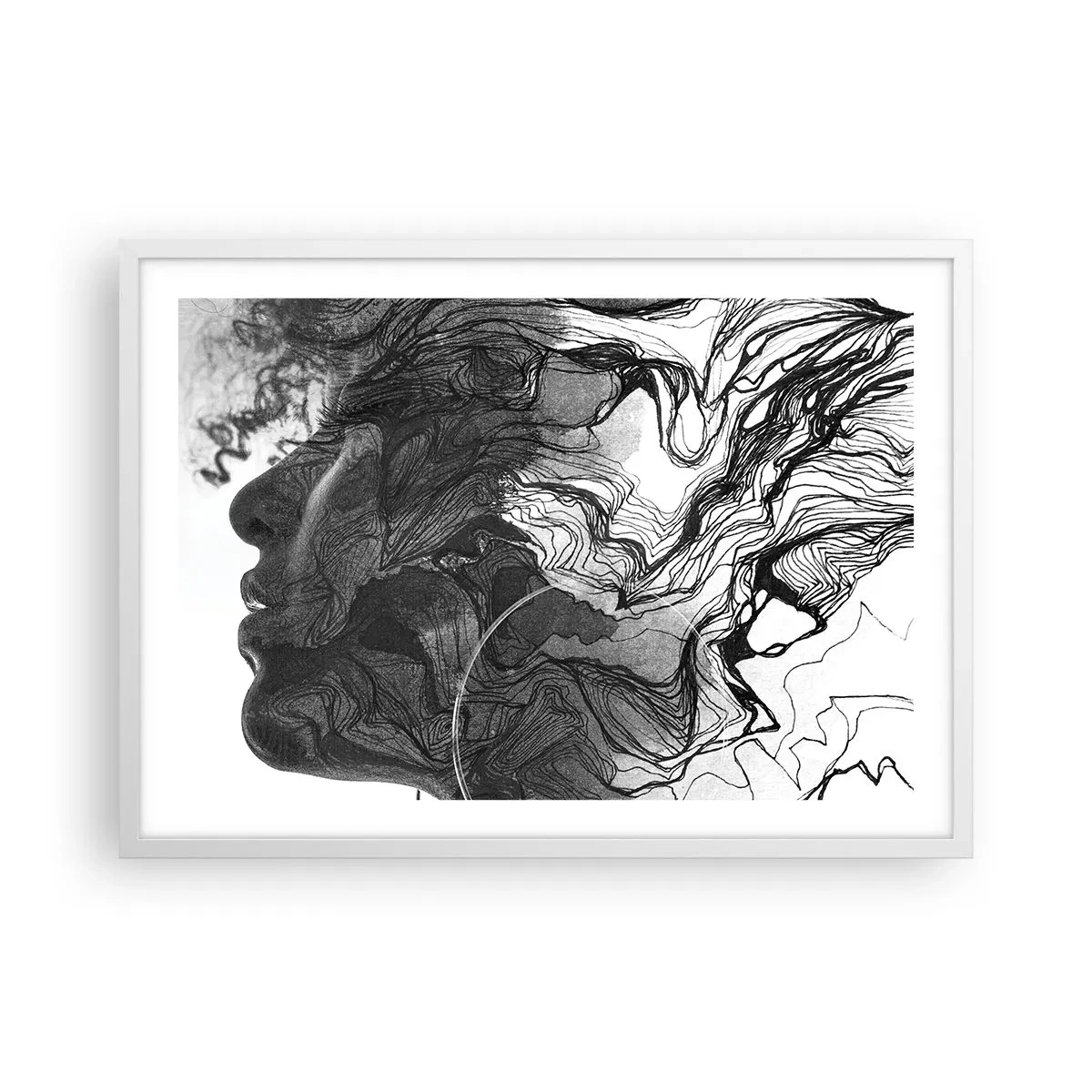 Plakat i hvid ramme - Forviklet i drømme - 70x50 cm