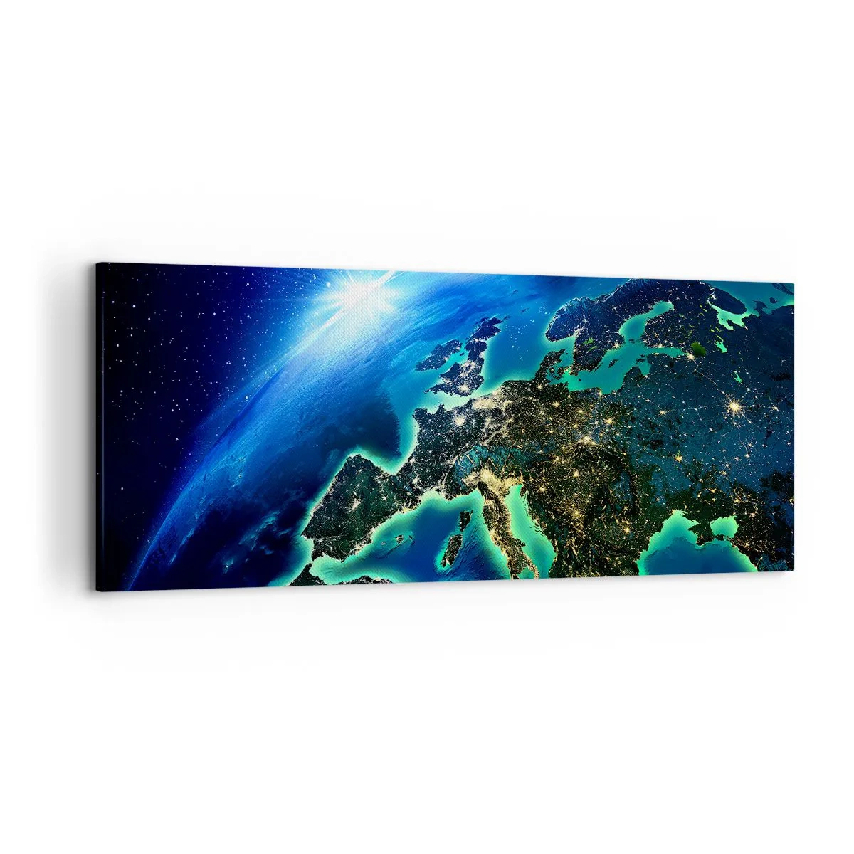 Lærredstryk - Billede på lærred - Et funklende Europa - 120x50 cm