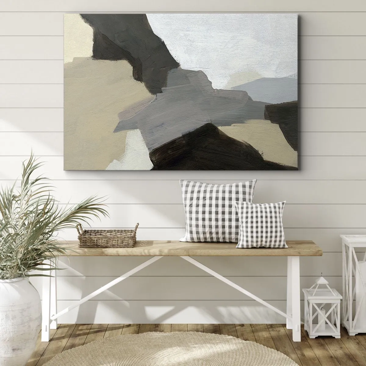 Lærredstryk - Billede på lærred - Abstraktion: afsked med det grå - 70x50 cm