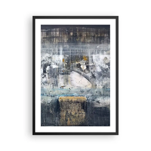 Plakat i sort ramme - En abstrakt komposition i nuancer af grå og guld. - 50x70cm - Som på is, som på fortovet - Moderne vægdekoration til stue og soveværelse ARTTOR