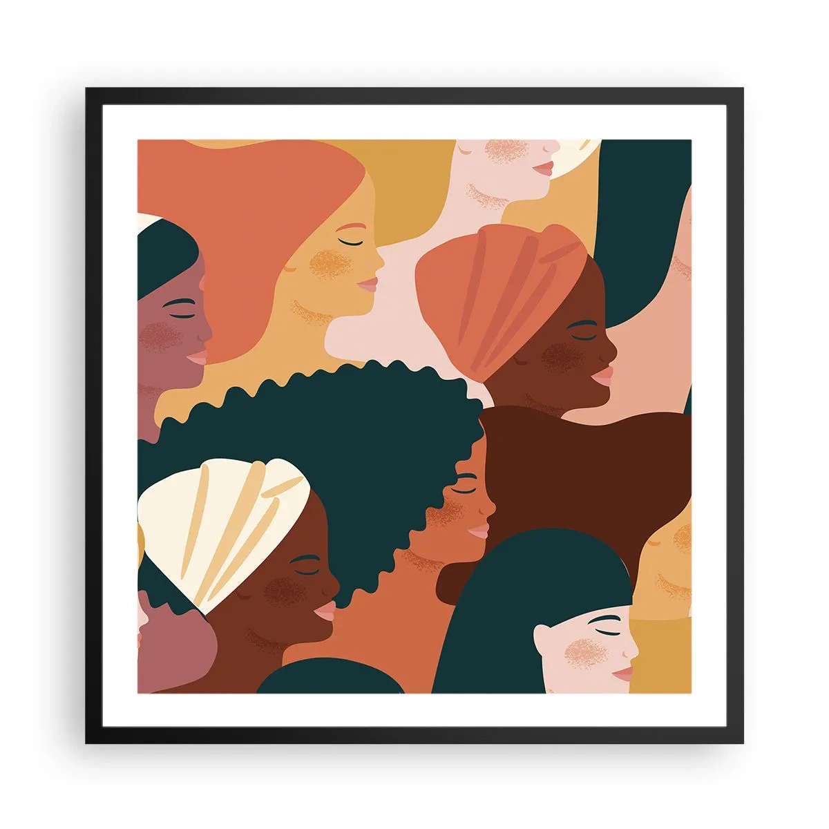 Plakat i sort ramme - Kun kvindelighed - 60x60 cm