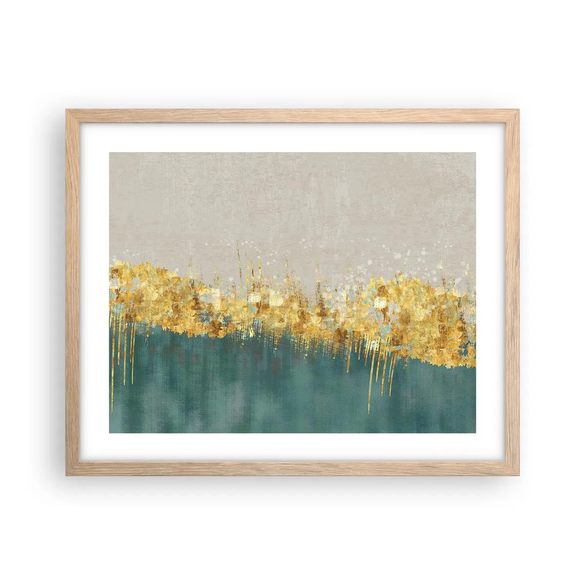 Plakat i ramme af lyst egetræ - Den gyldne grænse - 50x40 cm