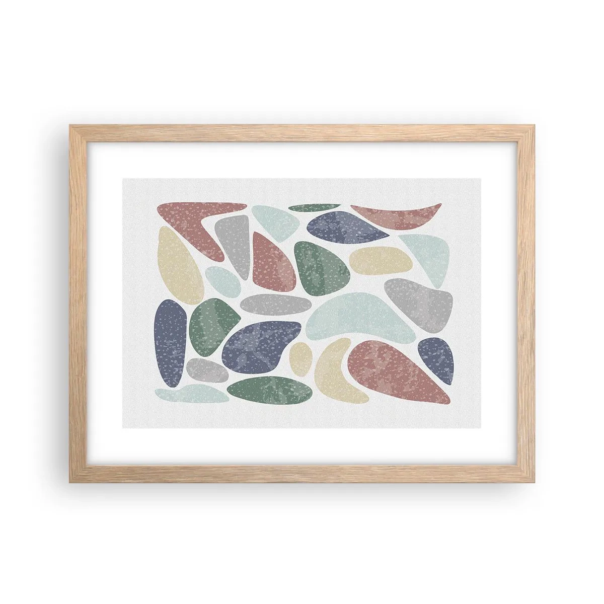 Plakat i ramme af lyst egetræ - Mosaik af pulveriserede farver - 40x30 cm