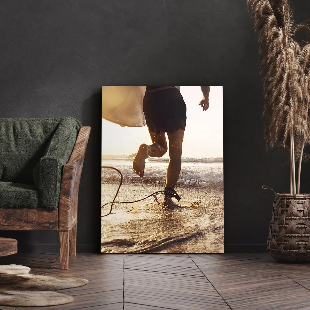 Lærredstryk - Billede på lærred - For at møde bølgen - 45x80 cm