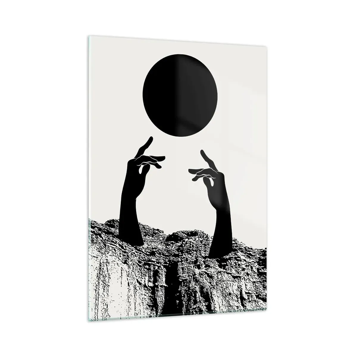 Billede på glas - Surrealistisk komposition: solen og resten - 50x70 cm