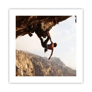 Plakat - Verden skrumpede ind i en håndfuld på en klippeskrænt - 40x40 cm