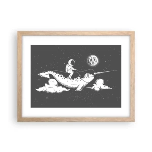 Plakat i ramme af lyst egetræ - Rumrytter - 40x30 cm