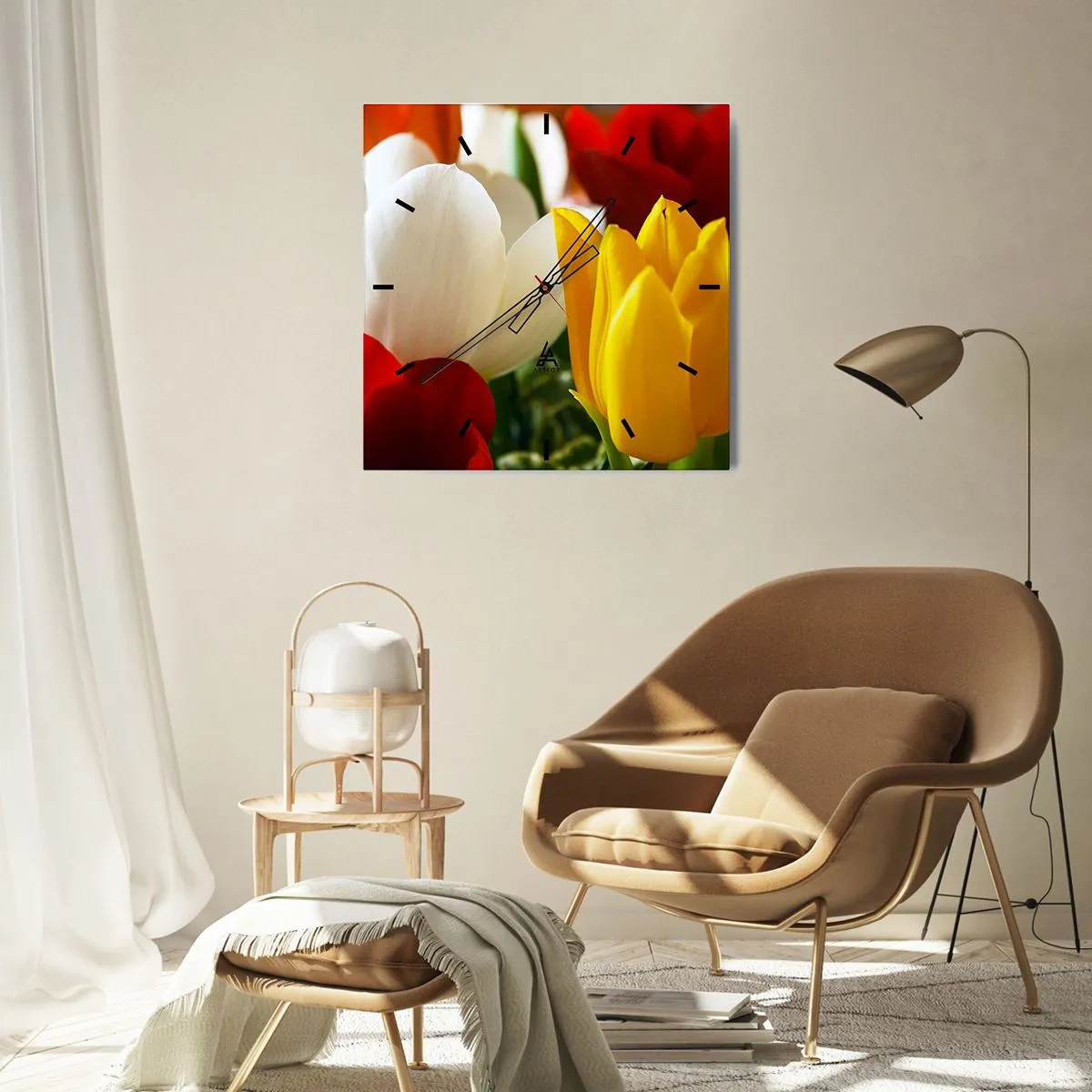 Vægur, Uret - Tulipanfeber - 40x40 cm