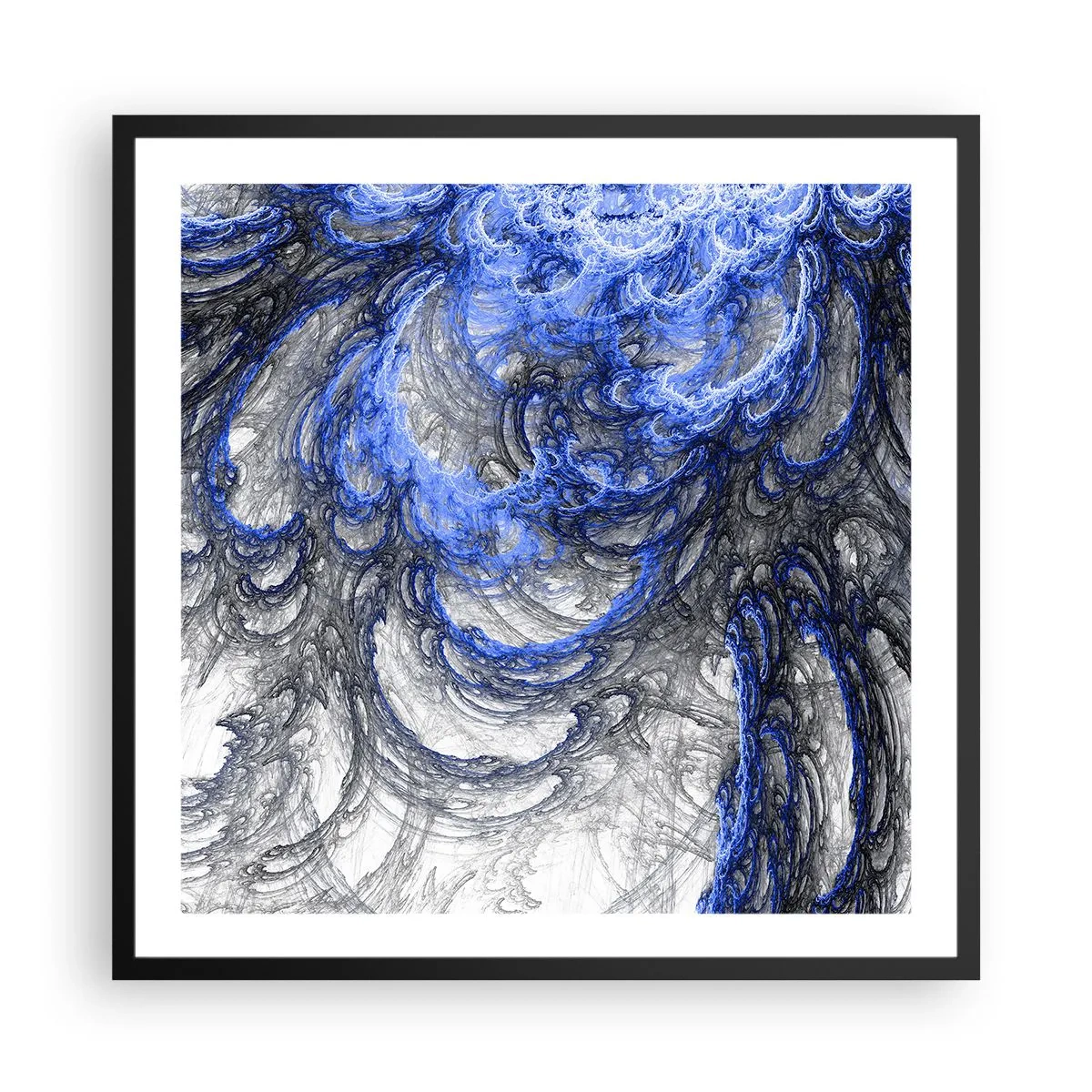 Plakat i sort ramme - En bølges fødsel - 60x60 cm