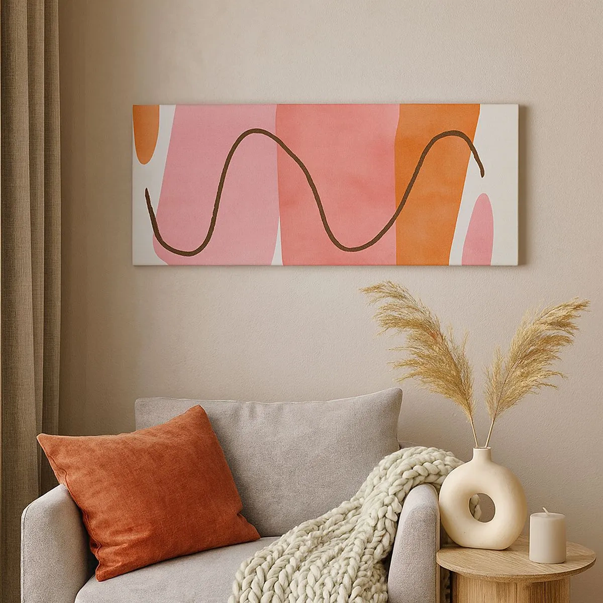 Lærredstryk - Billede på lærred - Formernes blide bevægelse - 100x40 cm