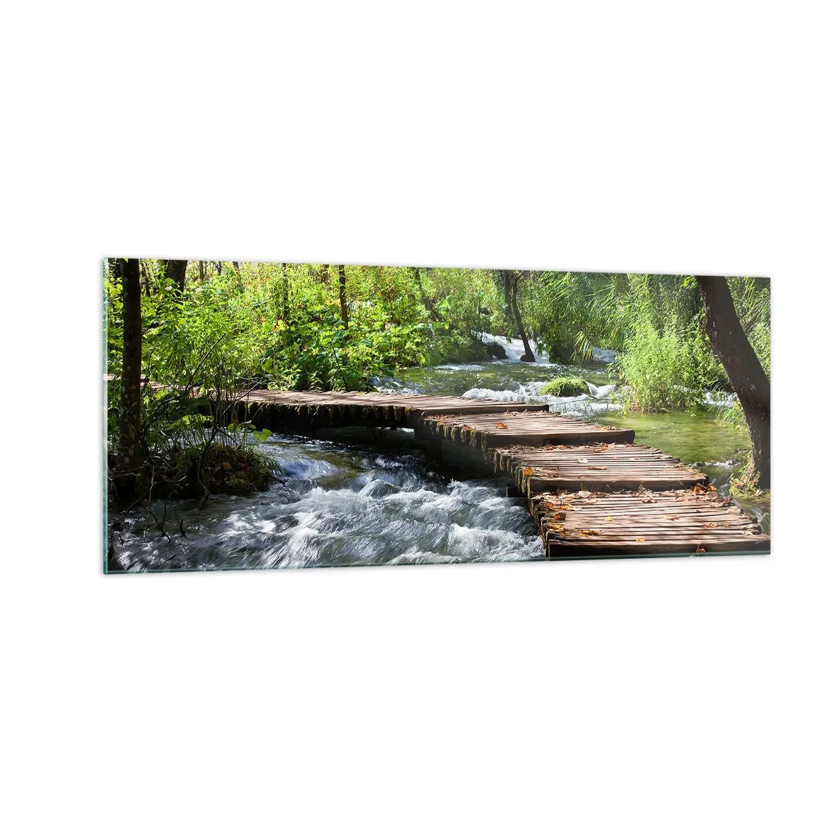 Billede på glas - Over en skummende kaskade - 100x40 cm