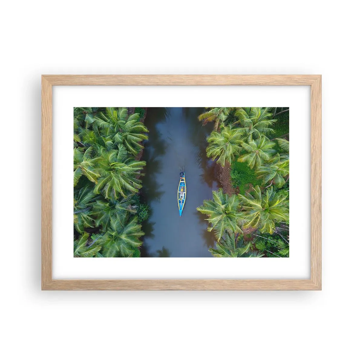 Plakat i ramme af lyst egetræ - På en tropisk sti - 40x30 cm
