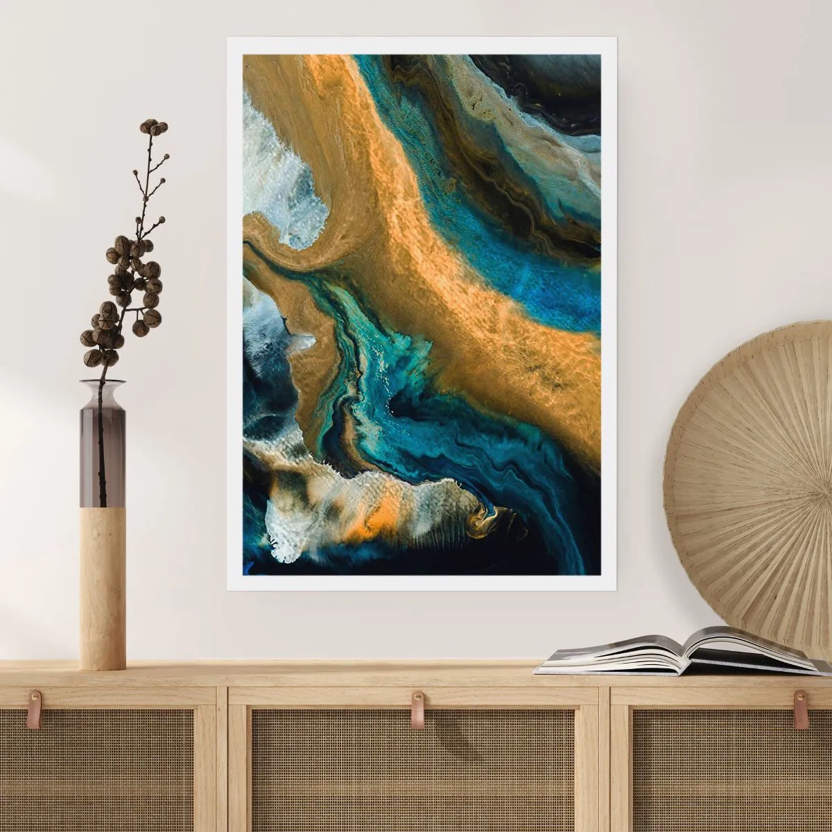 Plakat - Blå - gul - gensidig indflydelse - 50x70 cm