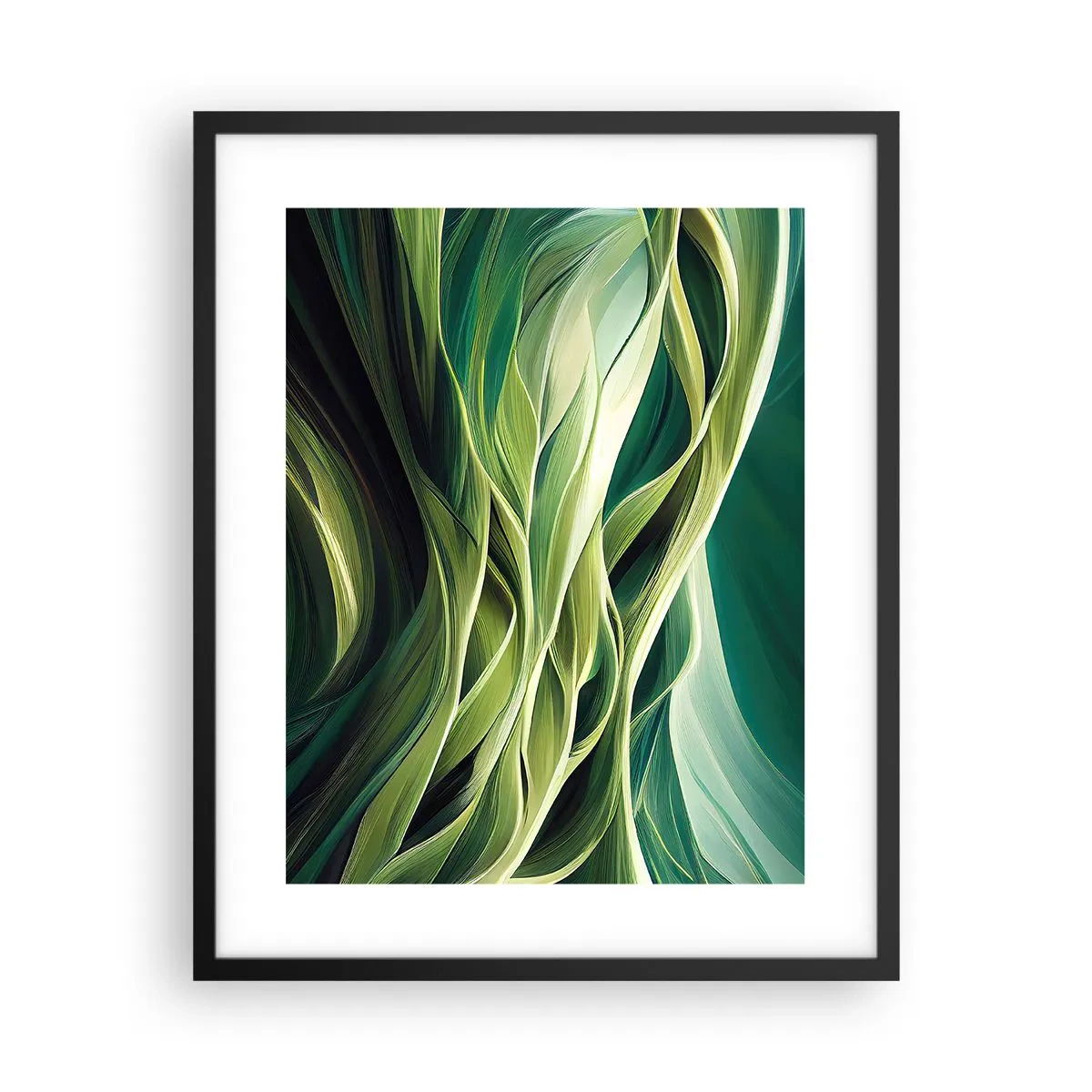Plakat i sort ramme - Et abstrakt spil med grønt - 40x50 cm