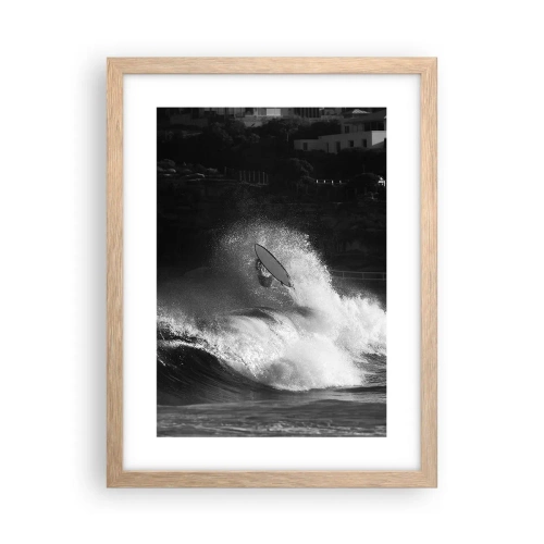 Plakat i ramme af lyst egetræ - Udfordring accepteret! - 30x40 cm