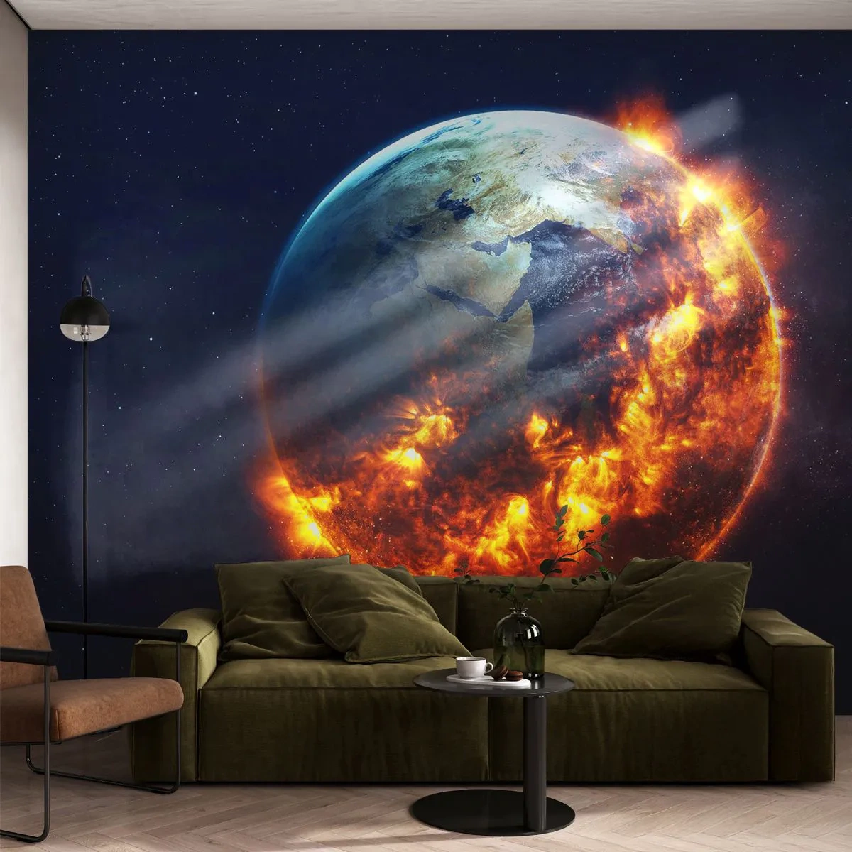 Fototapet Standard Eco - Apokalypsens flamme - Kosmos, Jorden, Ildflammer - 200x140 cm