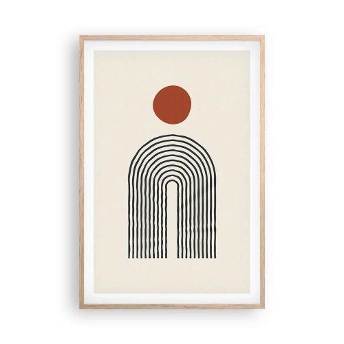 Plakat i ramme af lyst egetræ - Magnetisme af former og farver - 61x91 cm