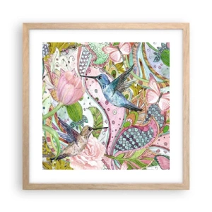 Plakat i ramme af lyst egetræ - Forviklet i vinstokkene - 40x40 cm