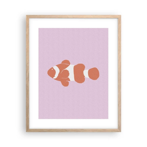 Plakat i ramme af lyst egetræ - I koraller til ansigt og hale - 40x50 cm