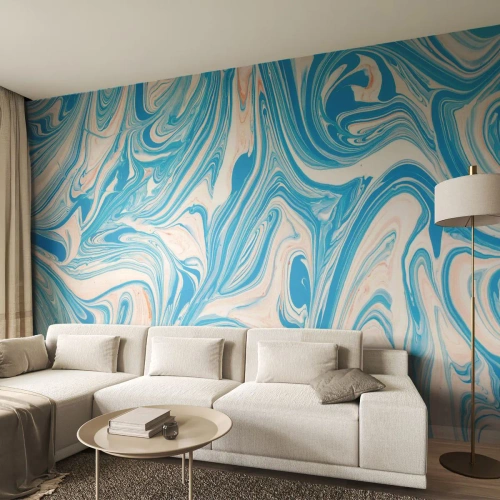 Fototapet Premium Sand - Marsk i turkis - Abstraktion, Stykke, Moderne mønster - 250x175 cm