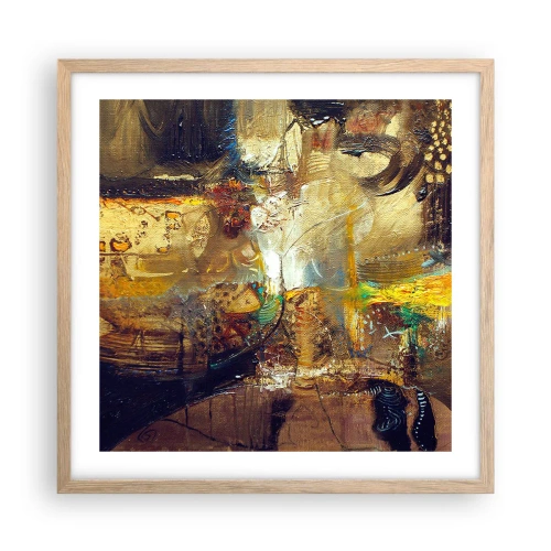 Plakat i ramme af lyst egetræ - Kold, varm, meget varm - 50x50 cm