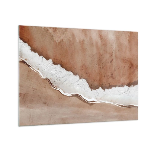 Billede på glas - Kunstnerisk struktur i jordfarver og hvid - 70x50cm - I jordnære farver - Moderne vægdekoration til stue og soveværelse ARTTOR