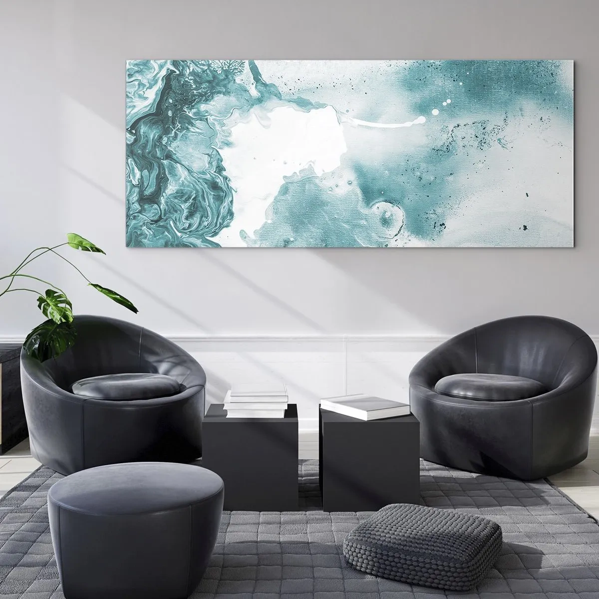 Billede på glas - Blå oversvømmelsesflader - 100x40 cm