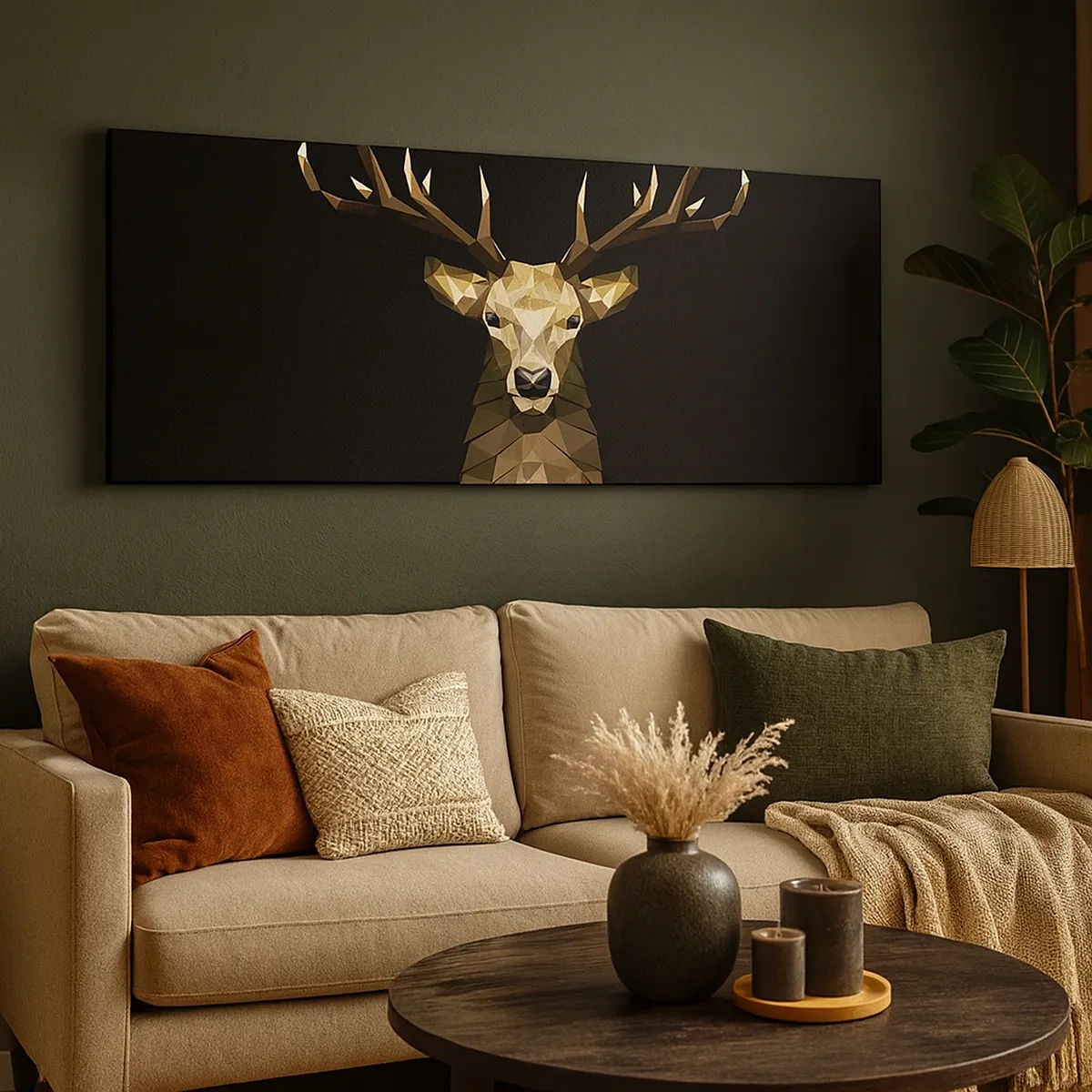 Lærredstryk - Billede på lærred - Kubistisk hjort - 30x30 cm