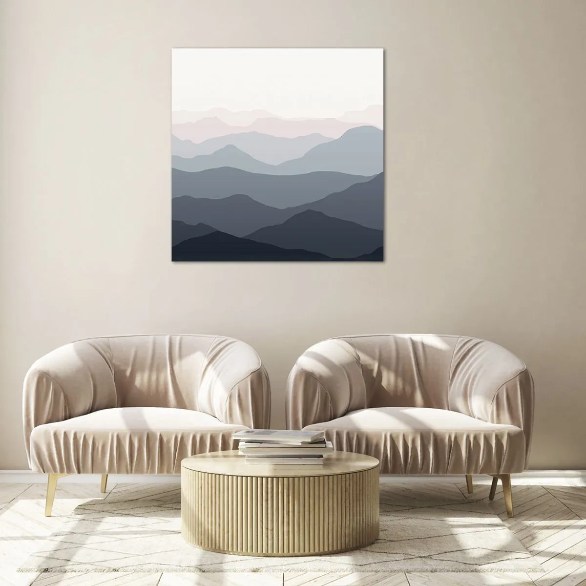 Billede på glas - Bølger af bjerge - 30x30 cm
