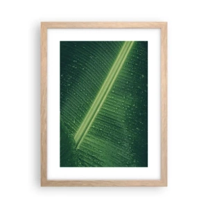 Plakat i ramme af lyst egetræ - Grøn struktur - 30x40 cm