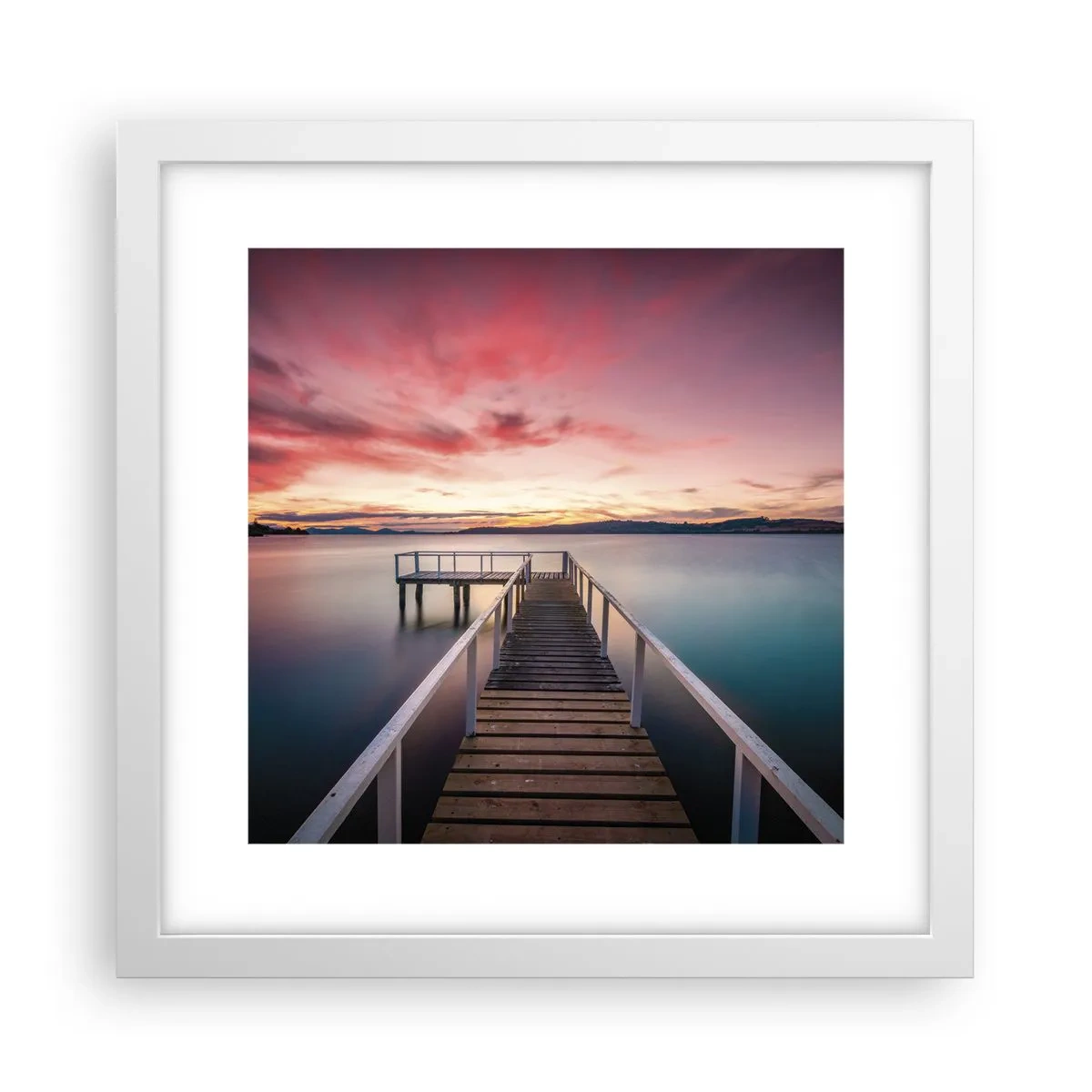 Plakat i hvid ramme - Aftenens blide flamme - 30x30 cm