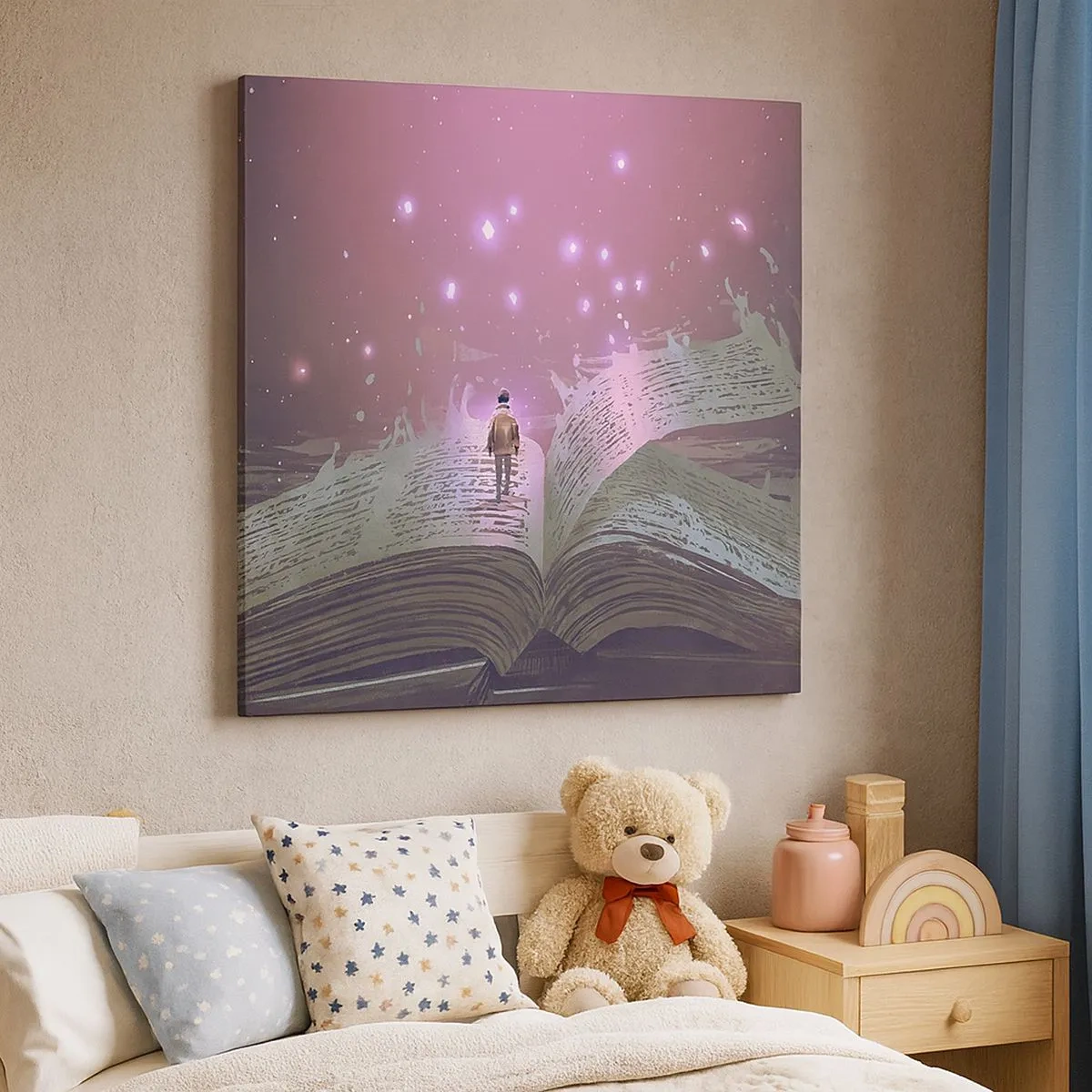 Lærredstryk - Billede på lærred - En invitation til en anden verden - læs den! - 30x30 cm