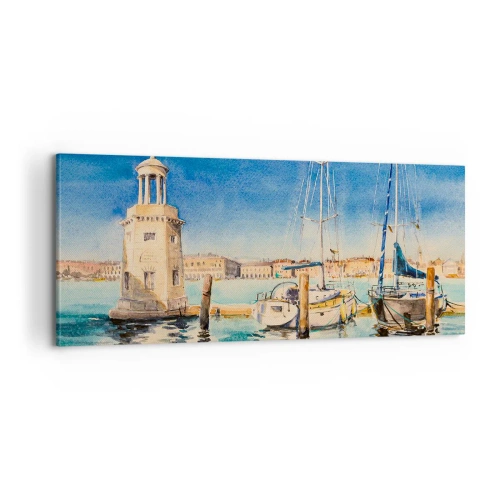 Lærredstryk - Billede på lærred - Solrig lagune - 100x40 cm
