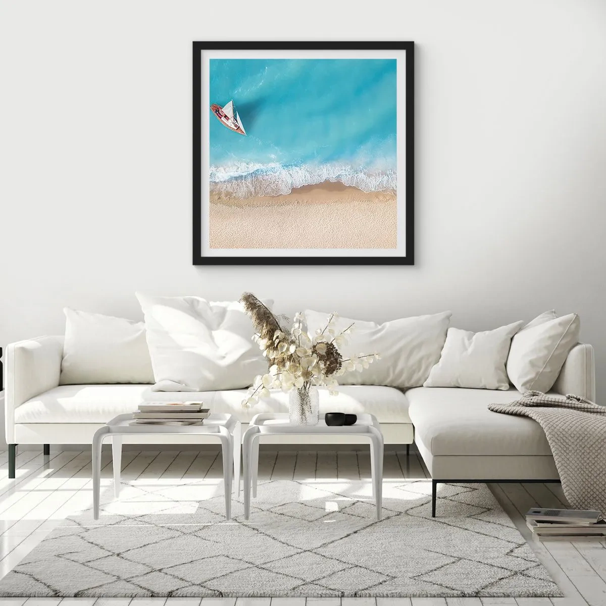 Plakat i sort ramme - På grænsen mellem blå og guld - 30x30 cm