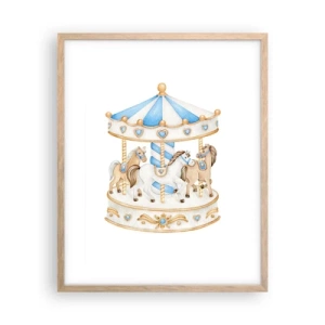 Plakat i ramme af lyst egetræ - Sød barndom - 40x50 cm