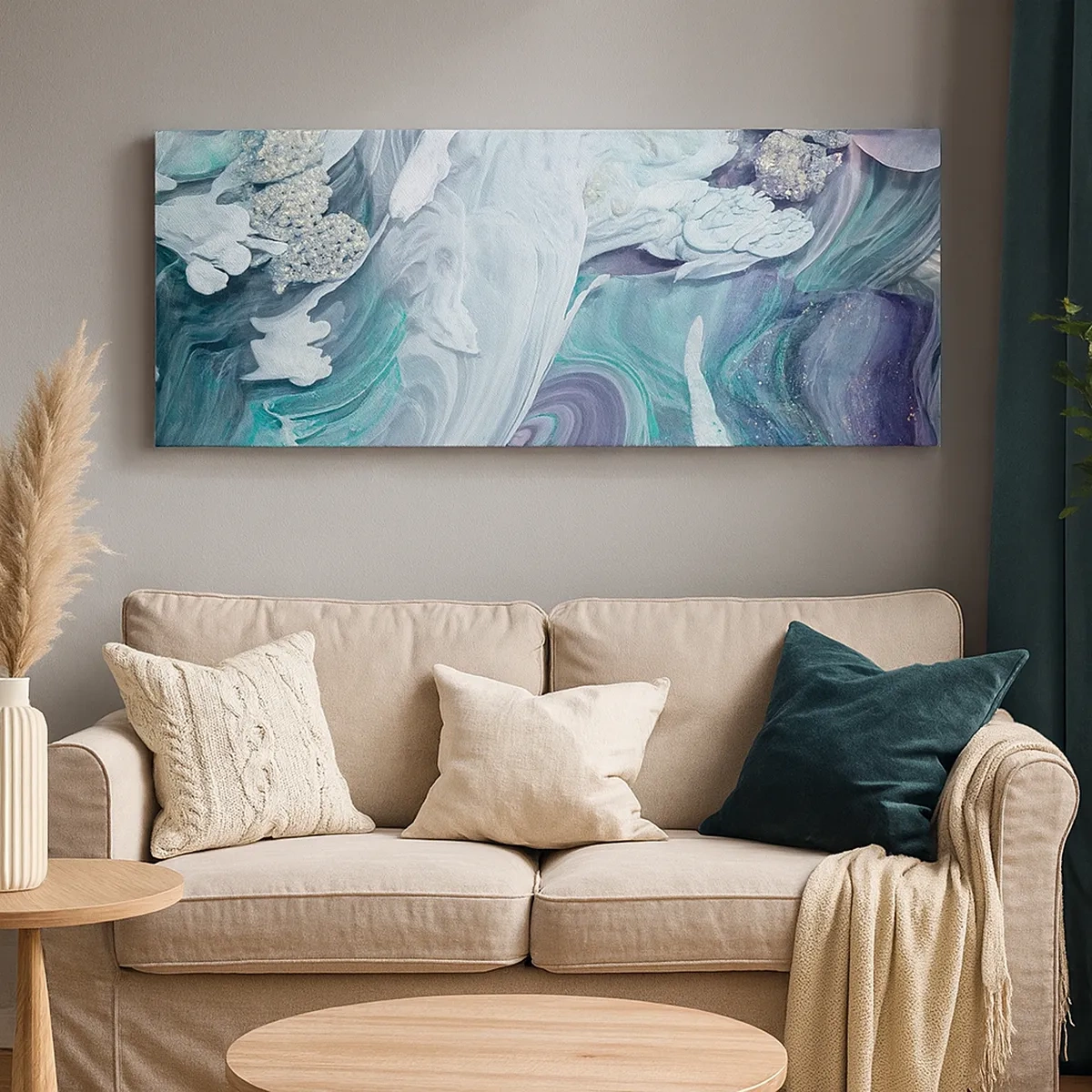 Lærredstryk - Billede på lærred - Strømme af blå - 30x30 cm