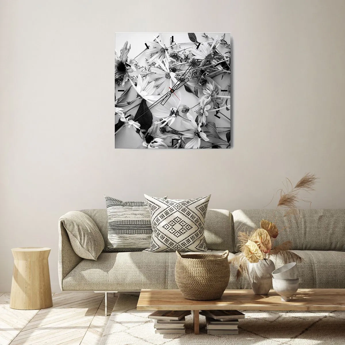 Vægur, Uret - Blomster uden buket - 40x40 cm